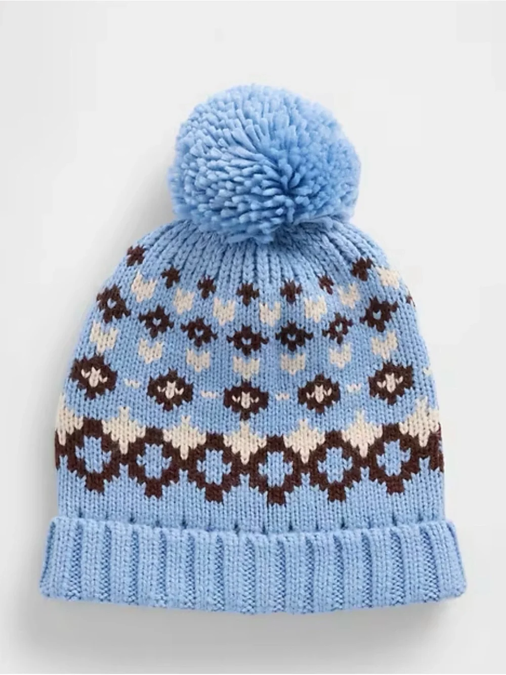 Fair Isle Poof Beanie in Docksider Blue NWT